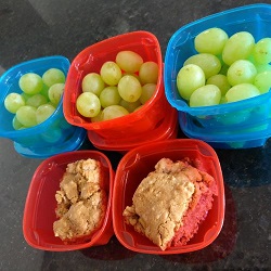 batching snacks (grapes and baked good) to help stay on track with grocery budget 
