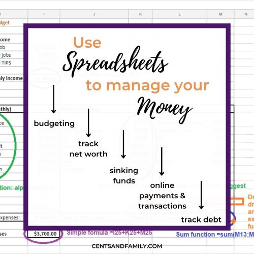 Use spreadsheets to manage your money. Use them for budgeting, to track net worth, sinking funds, online payments and to track debt #spreadsheets