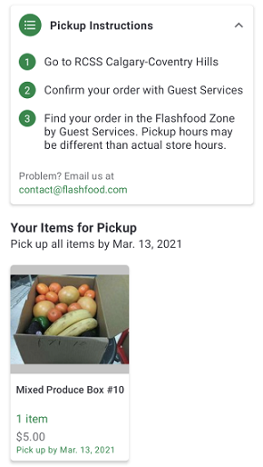 Example image from the Flashfood app. Pickup instructions for Flashfood #savemoneyonfood #grocerybudget